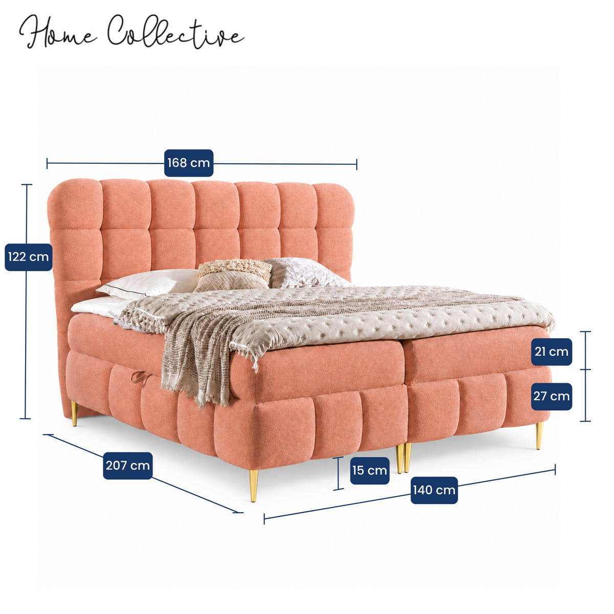 BOXBETT mit Stauraum in 140x200 cm in Altrosa - Mauve, Textil (140/200cm) - Home Collective