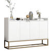 SIDEBOARD, Kommode mit 4 Türen, Verstellbaren Einlegeböden und goldenen Metallrahmen, Weiß - Weiß, Holz (30/80/120cm)