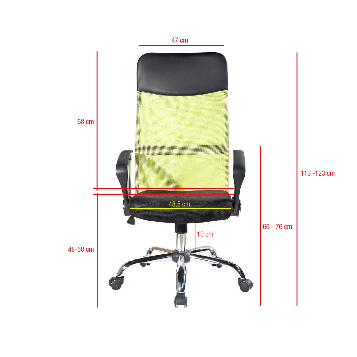 SCHREIBTISCHSTUHL Schwarz 59/58/123 cm - Gelb/Schwarz, Textil (59/123/58cm) - Mobili Rebecca