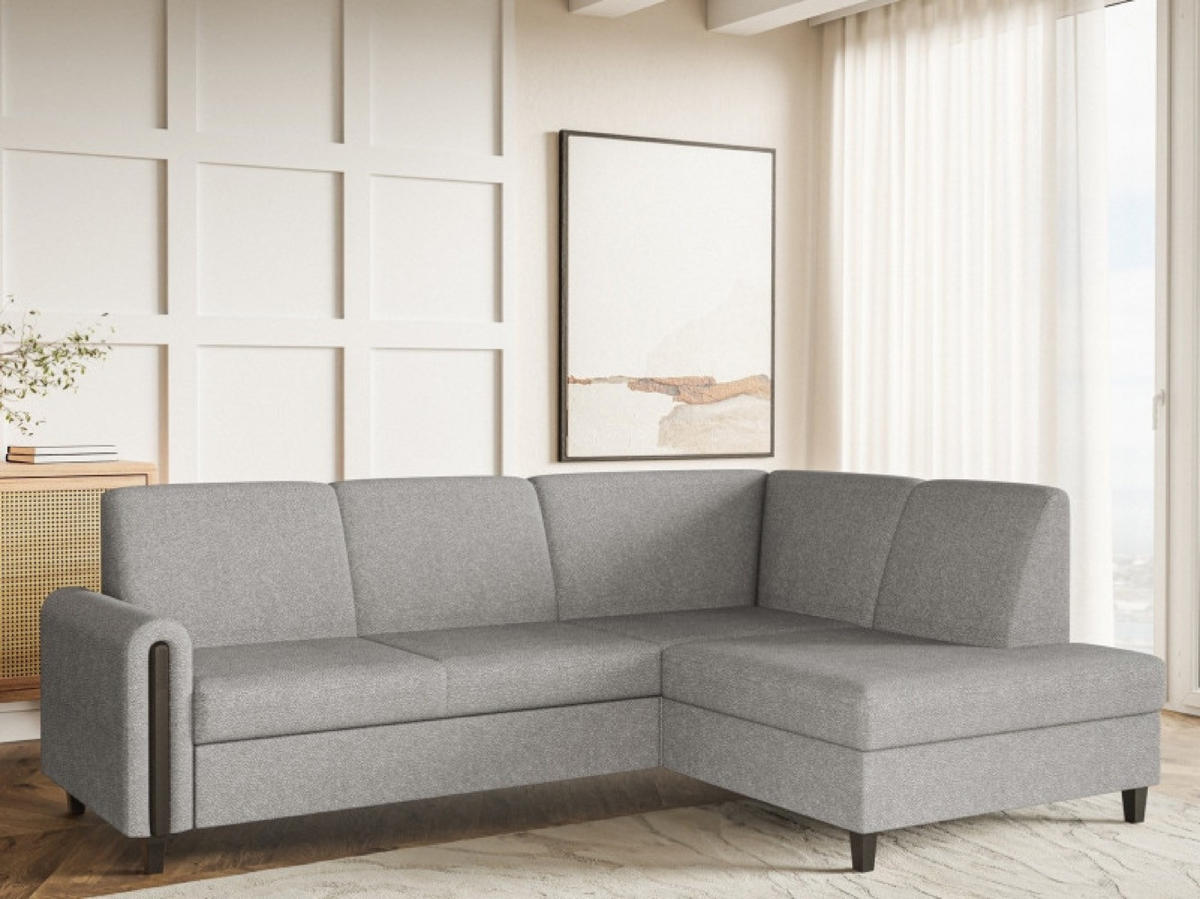 ECKSOFA Grau FLORA Stoff Bubble Rechts Ausziehbar - Grau, Textil (172/236cm) - Sepro Meble