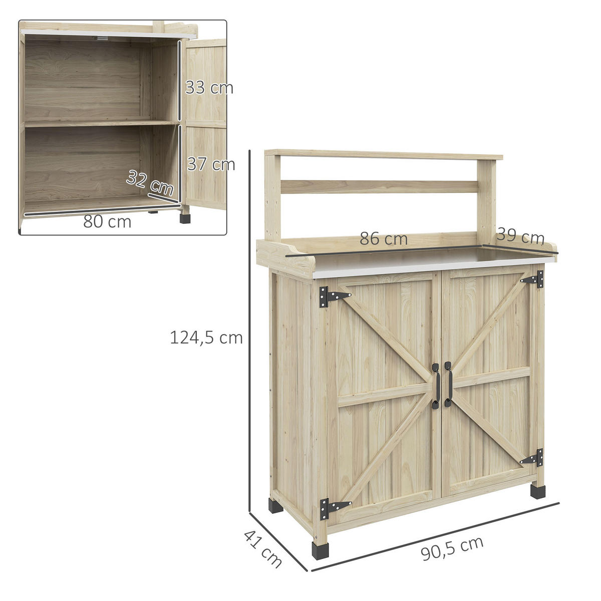 PFLANZTISCH DE-18939 Naturholz - Naturfarben, Holzwerkstoff (90.5/41/124.5cm) - ComfortXL