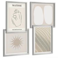 BILDER SET 4er Set - 50x50 cm & 40x60 cm Silberner Rahmen - Minimalistische Sandwellen - Silberfarben, Kunststoff (50/50cm) - TULUP