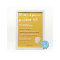 RAHMEN Set mit 3 aus MDF und Acrylglas Schutz und Aussteller für Fotografien, Bilder, Poster, Gemälde, Dekoration für Haus Farbe Weiß A3 - Weiß, Holz (29.7/3/42cm) - Nacnic