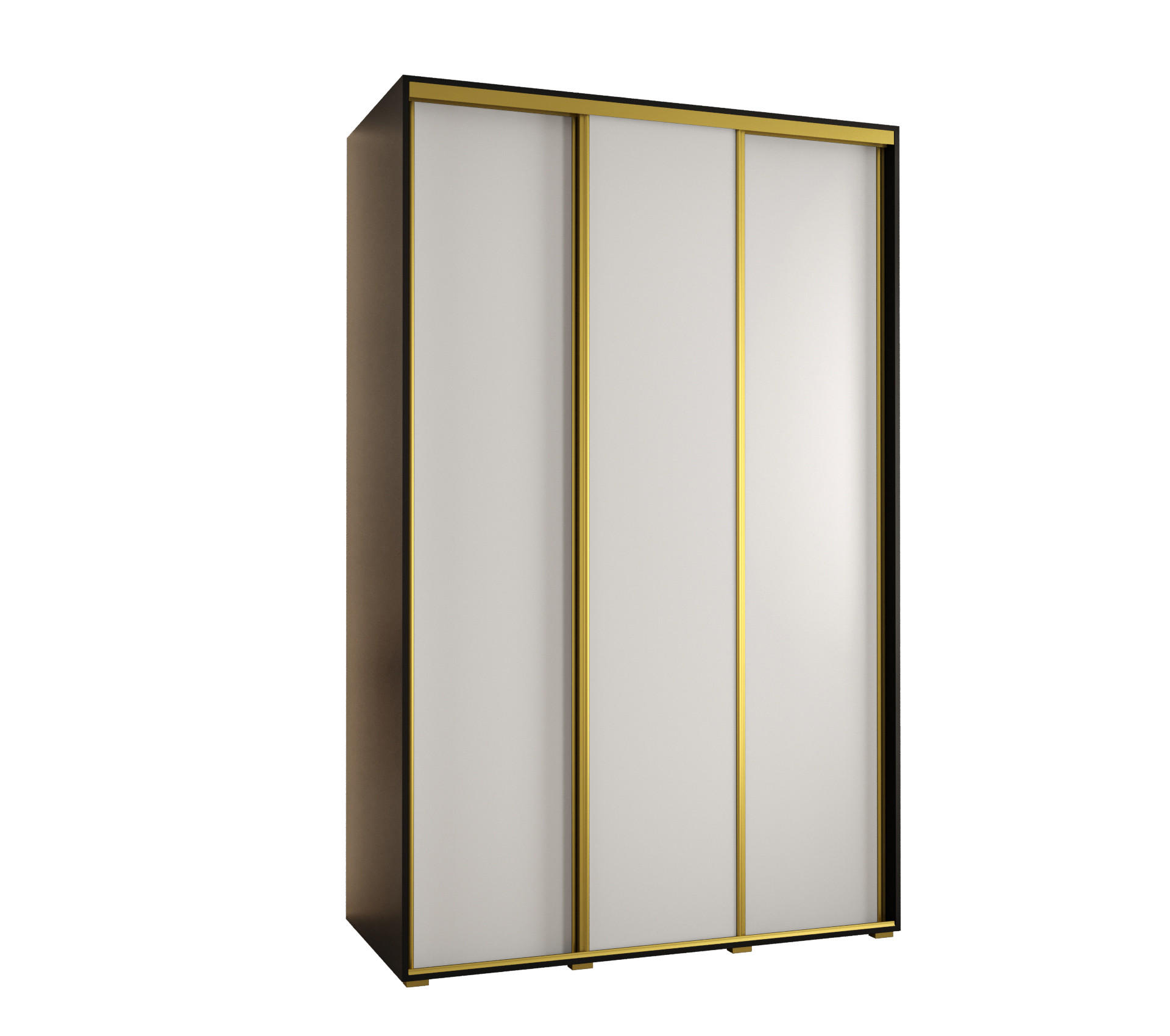 Abiks Möbel Schwebetürenschrank Schwarz, Weiß, Gold 150x235x45 cm