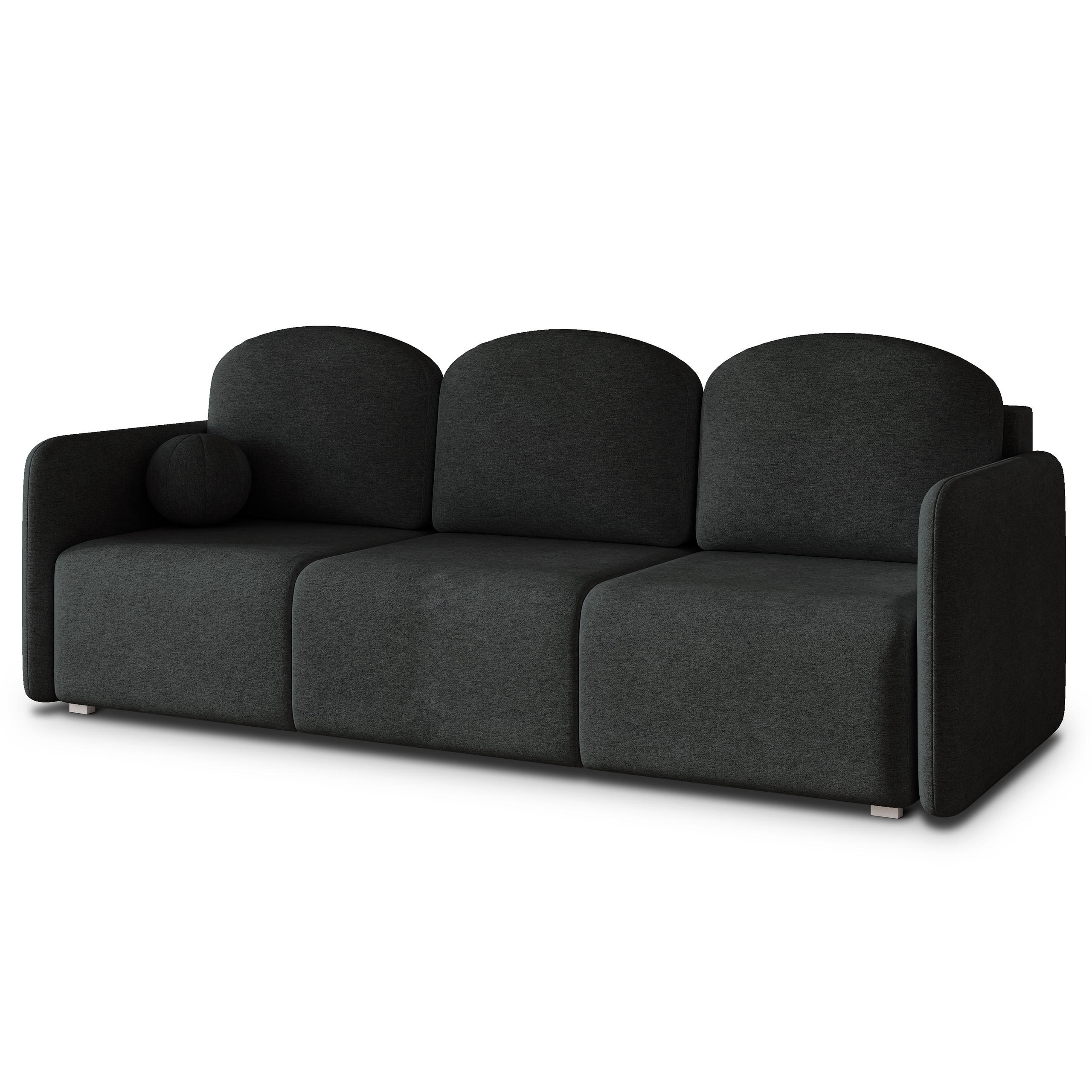 BETTSOFA SUVI III NV Schwarz Geflochtener Stoff mit Schlaffunktion - Schwarz, Textil (90/85/220cm) - MASSENO