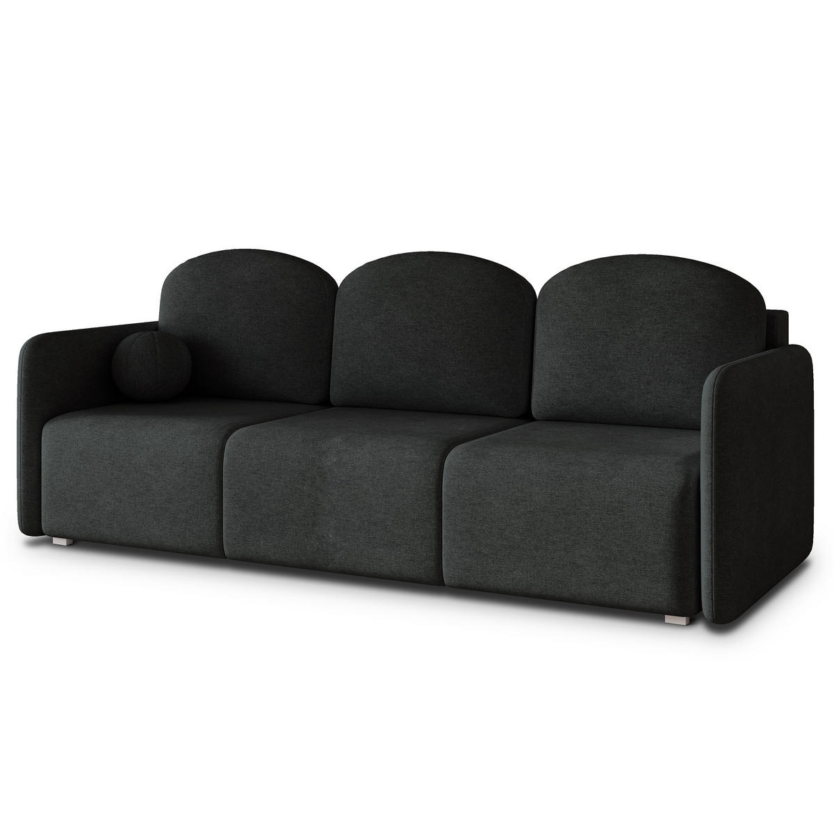 BETTSOFA SUVI III NV Schwarz Geflochtener Stoff mit Schlaffunktion - Schwarz, Textil (90/85/220cm) - MASSENO