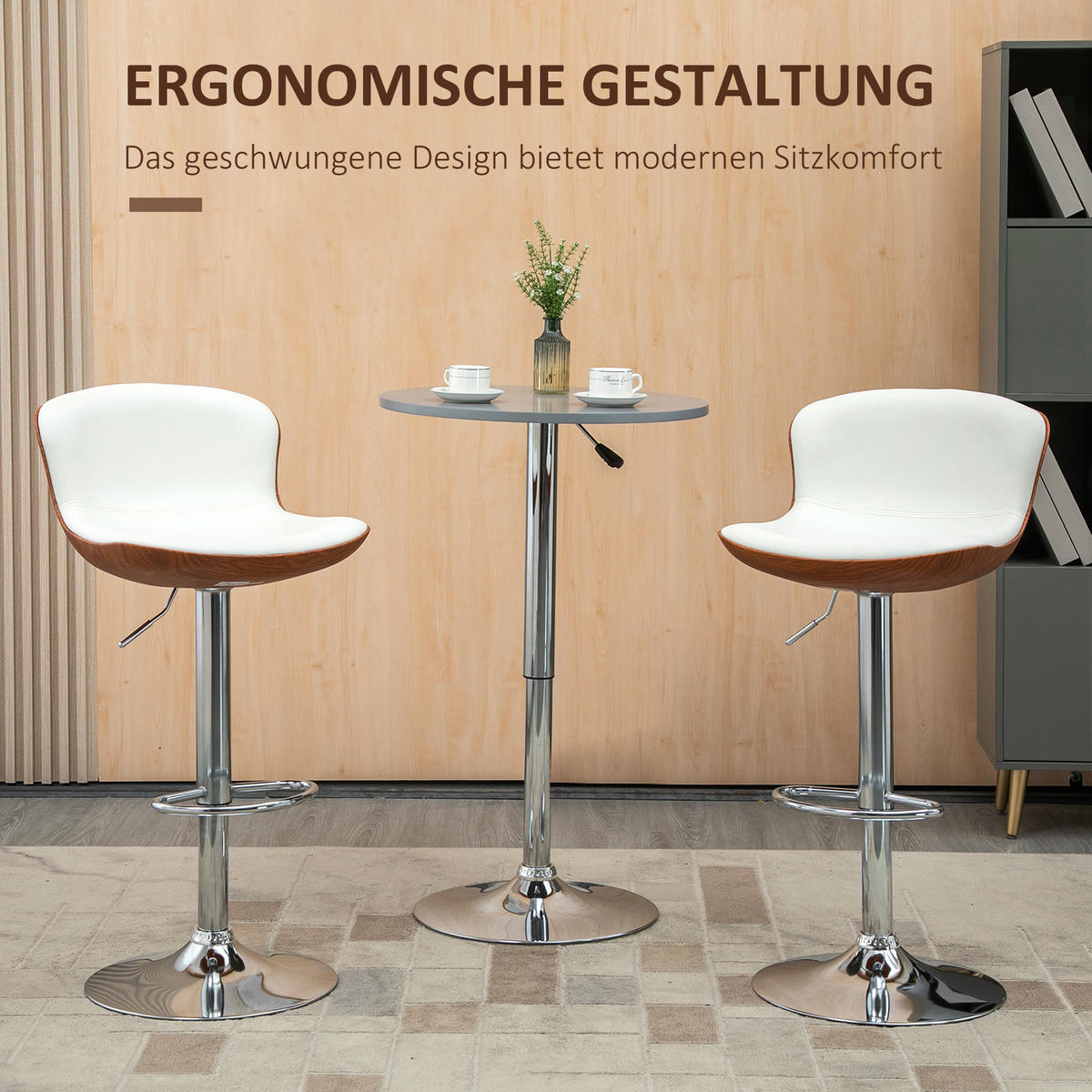 BARHOCKER 2er-Set Creme 50.0/46.0/106.0 cm - Creme, Leder (46/106/50cm)
