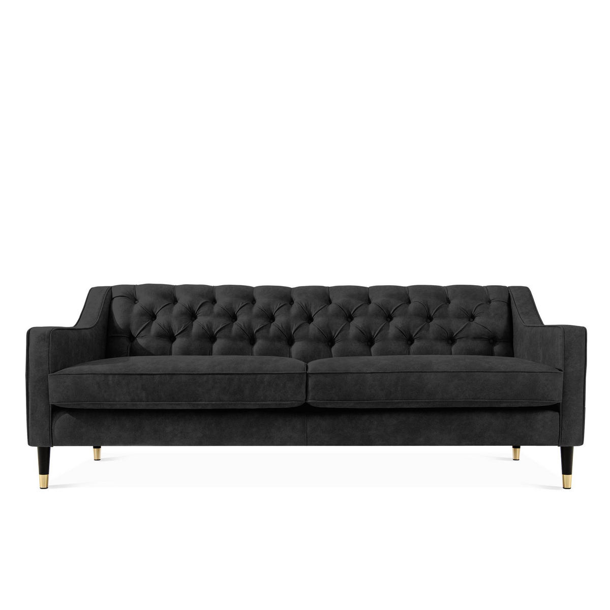 3-SITZER-SOFA NOMUS Velours, gesteppt, Anthrazit - Wengefarben/Anthrazit, Holz/Holzwerkstoff (192/78/80cm) - KONSIMO®