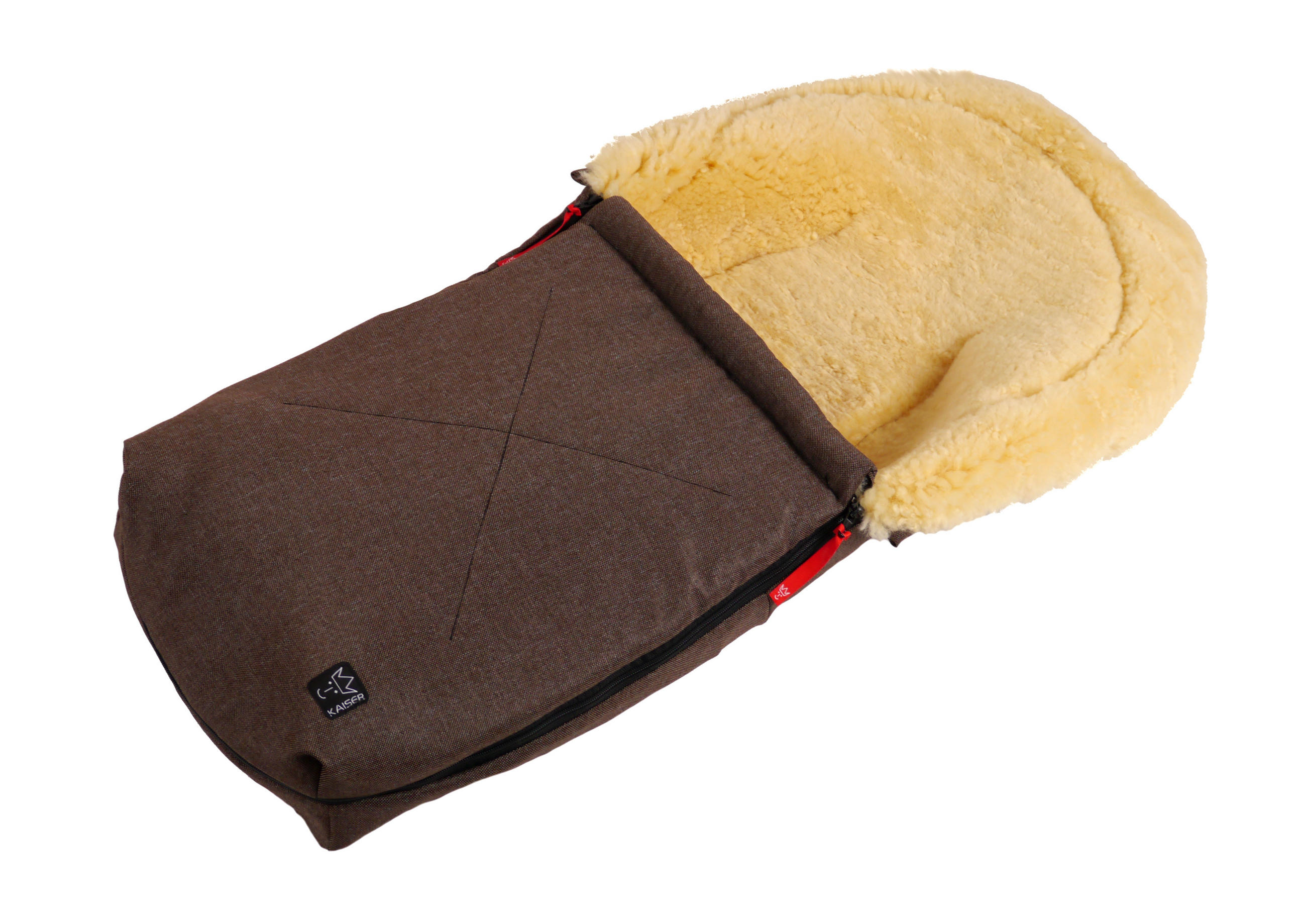 LAMMFELL-BABYSCHALENFUSSSACK Emma, brown melange - Dunkelbraun, Fell (37/7/80cm) - Kaiserbaby
