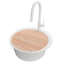 GRANITSPÜLE Pisa Max, 2-er set Alles Weiß 53/53 cm 1 Becken + Küchenarmatur 40/20 cm + Ablauf-Set + Schneidebrett ab 50er Unterschrank - Beige/Weiß, Kunststoff (53/20/53cm) - Primagran