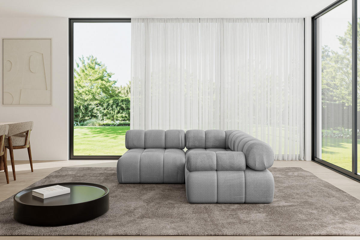 ECKSOFA modulares Sofa Mende-L1 - 190x190x70 cm Hellgrau Velours - Hellgrau, Holzwerkstoff/Textil (190/190cm) - ALTDECOR