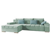 ECKSOFA Bangkok, Seite: Links - Silberfarben/Mintgrün, Holz/Textil (310/175cm) - MIRJAN24