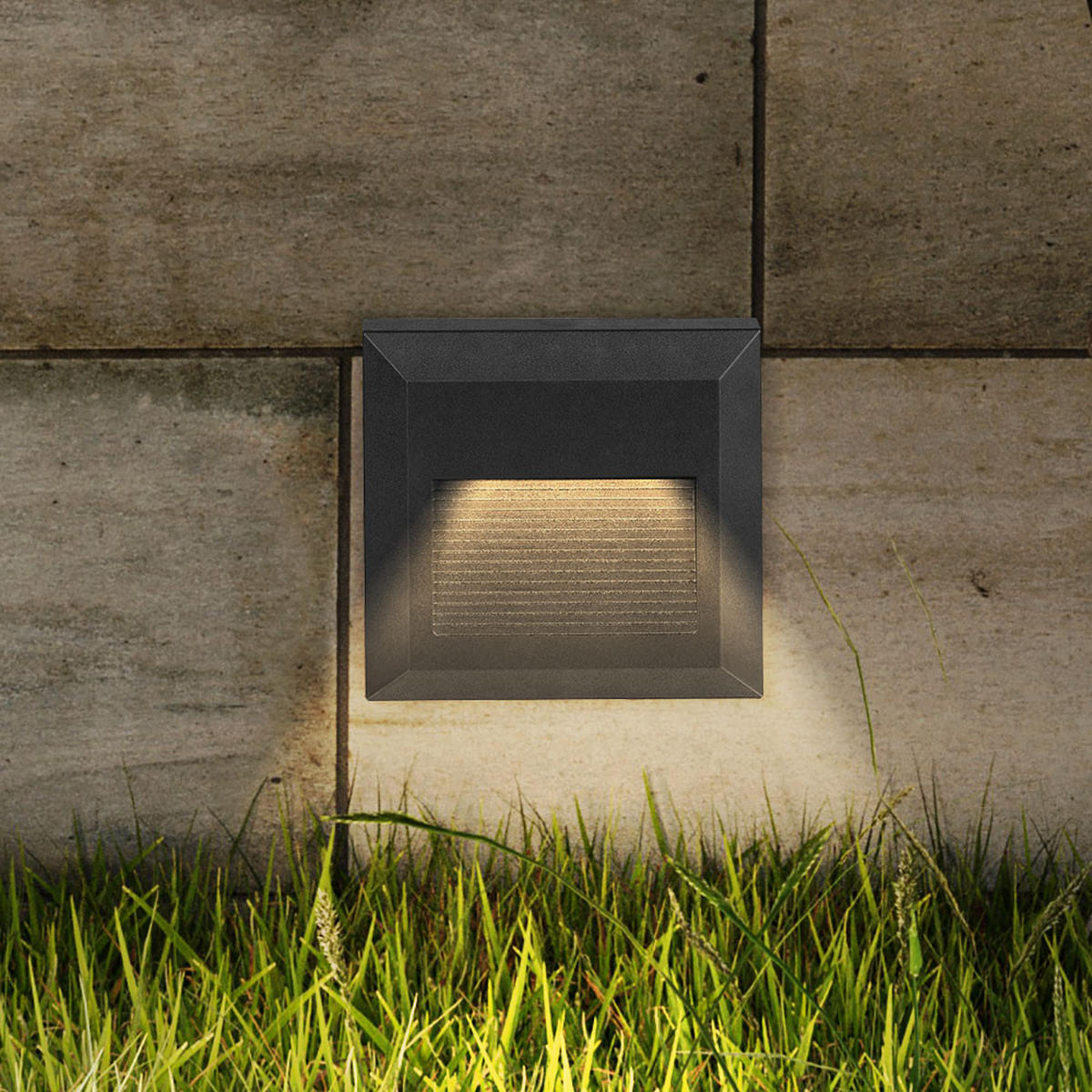 LED WANDLEUCHTE Quadrat Schwarz - Schwarz, Kunststoff (12.4/2.7/12.4cm)