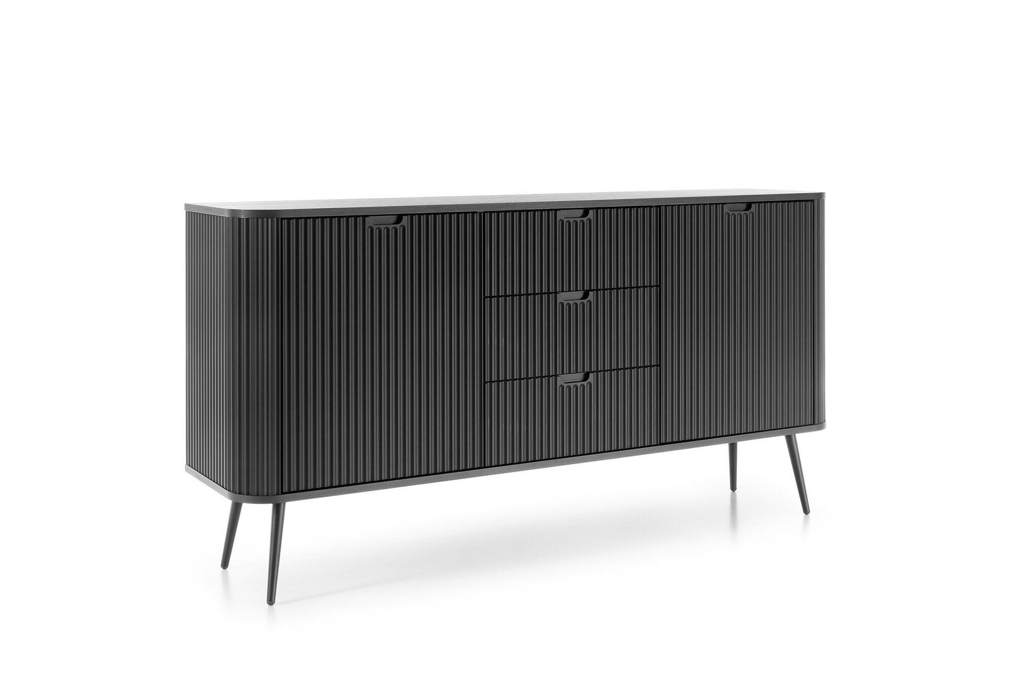 SIDEBOARD ZOVA Schwarz 168x39x87 cm - Schwarz, Holzwerkstoff (168/87/39cm) - FURNLUX