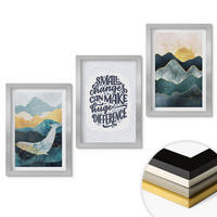 WANDBILDER 3er Set - 20x30 cm Silberner Rahmen - Abstrakte Berginspiration - Silberfarben, Kunststoff (20/30cm) - ArtPrintCave