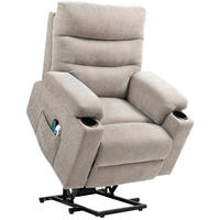 FERNSEHSESSEL mit Aufstehhilfe Elektrisch Relaxsessel mit Vibrationsmassage - Braun, Kunststoff (93/102/101cm) - HOMCOM