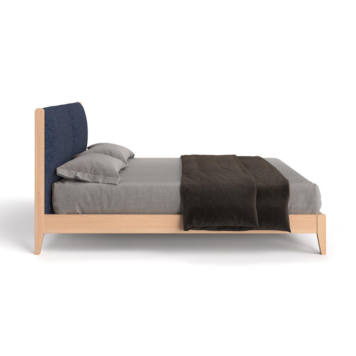MASSIVHOLZBETT Vena aus Buche 200x220 cm, Storm 77 - Blau/Buchefarben, Holz (200/220cm) - Danzz