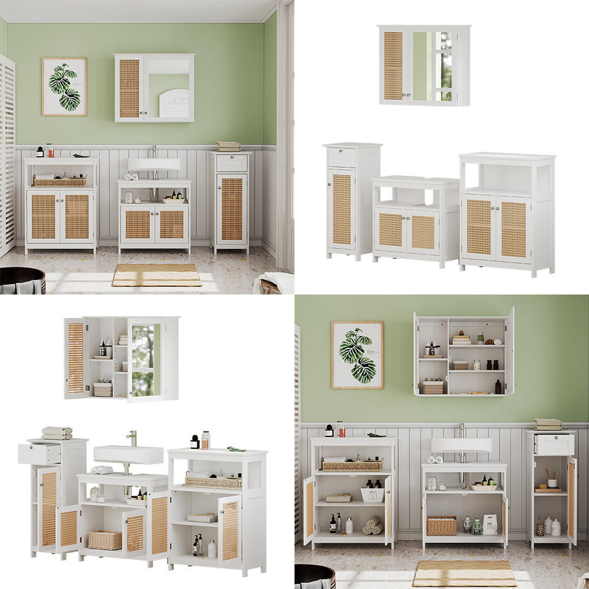 BADMÖBEL-SET Rosario Weiß 4 Teile, mit Midischrank - Weiß, Holzwerkstoff (60/60/30cm) - Vicco