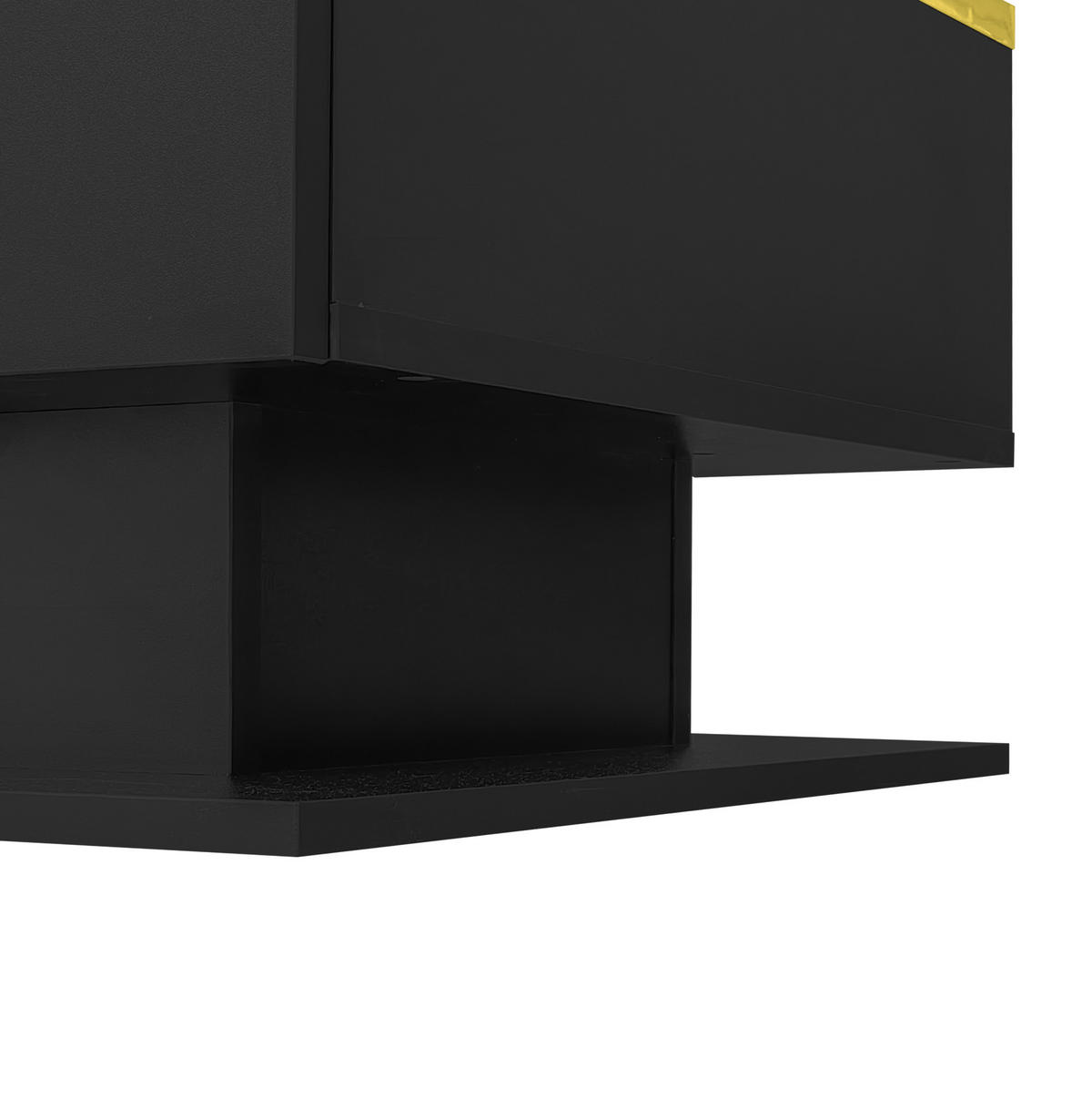 COUCHTISCH aus Spanplatte und Glas 90x50x32,5 cm in Schwarz mit LED-Beleuchtung - Schwarz, Holzwerkstoff (90/50/32.5cm) - Modfu