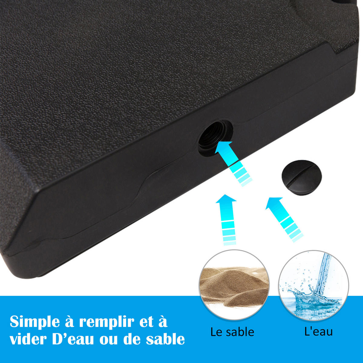 SCHIRMPLATTEN Schwarz 4er-Set 100/100/9,5 cm - Schwarz, Kunststoff (100/100cm) - PANGIVO