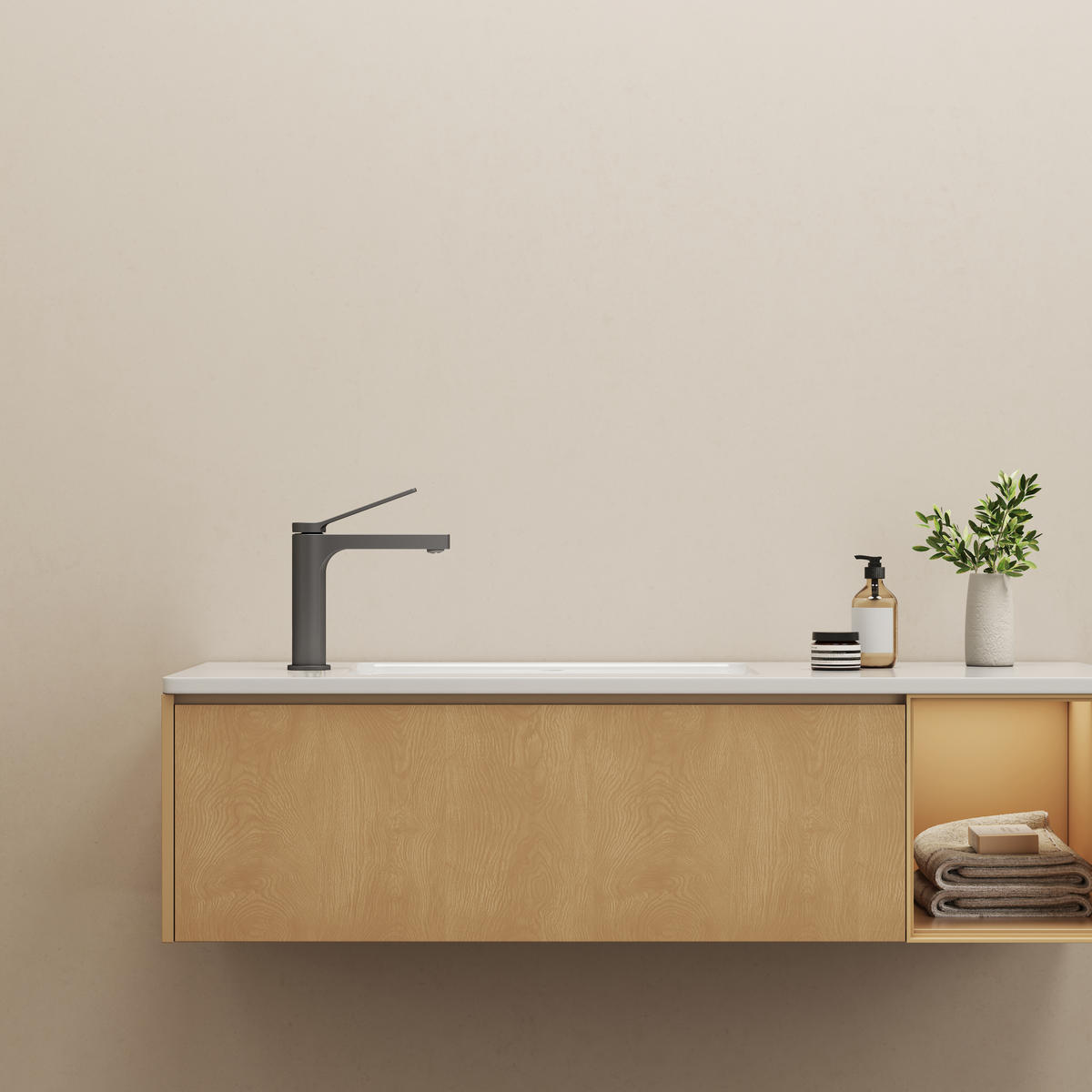 WASCHTISCHARMATUR mit Spulen-Zertifiziertem Filterelement Anthrazit Matt - Anthrazit, Metall (17.3/4.6/19.5cm) - EMKE