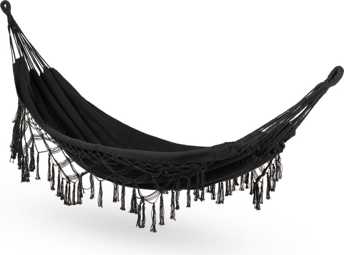 HÄNGEMATTE 200/150 cm, bis 200 kg - Schwarz, Textil (150/1/200cm) - Outtec