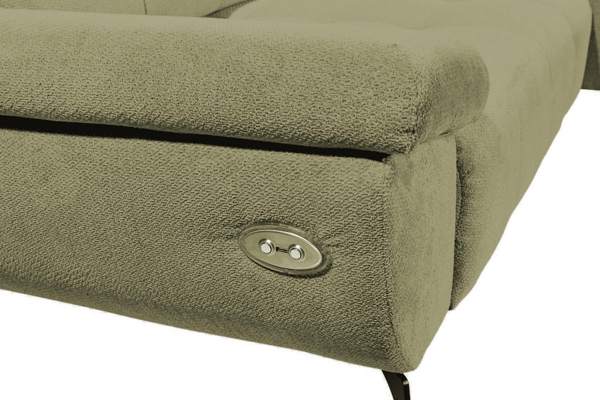 ECKSCHLAFSOFA mit Schlaffunktion & elektrischer Sitztiefenverstellung - Salbeigrün/Sheeshamfarben, Holz/Holzwerkstoff (170/297cm) - ed exciting design