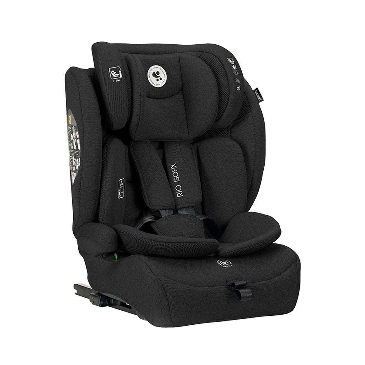 KINDERSITZ i-Size Rio black (76 - 150 cm) Isofix Top Tether Kissen verstellbar - Schwarz, Kunststoff (45/60/43cm) - Lorelli