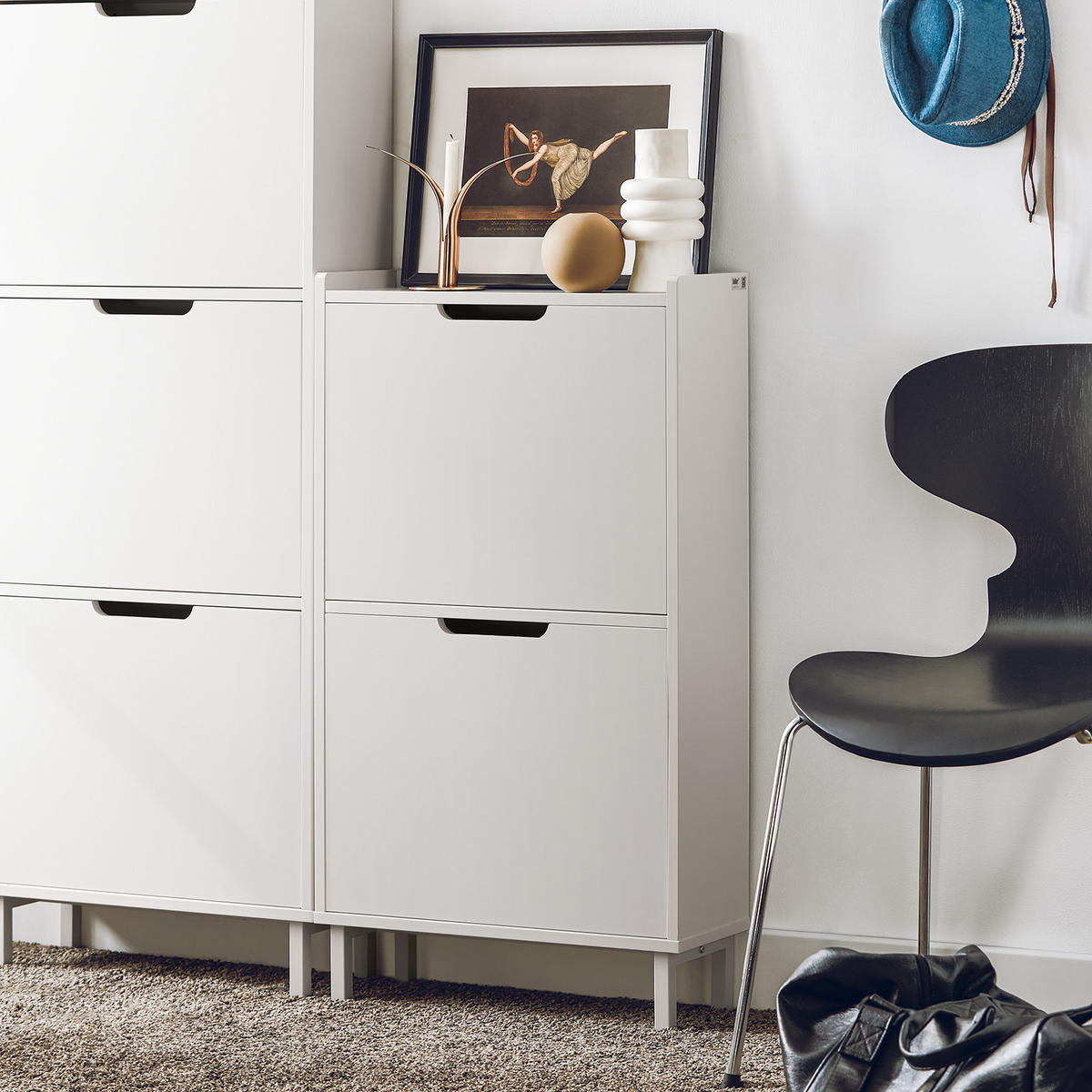 SCHUHSCHRANK Weiß - Weiß, Holzwerkstoff/Metall (50/91/19cm) - SoBuy