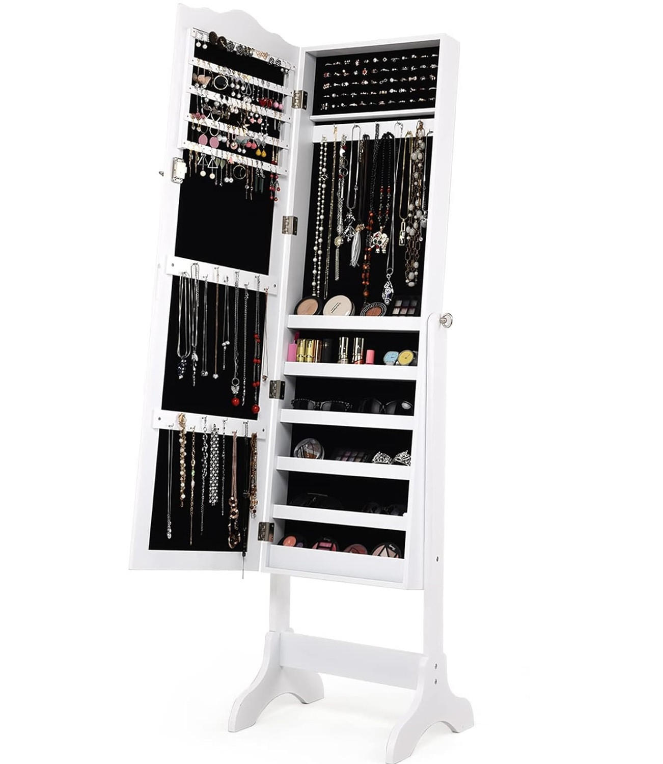 Costway Schmuckschrank Weiß 45x160x37 cm