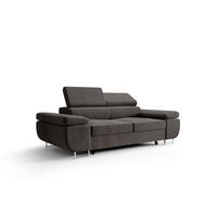 SCHLAFSOFA PRAGA 2, Sofa mit Schlaffunktion, Farbe: Dunkelgrau, Velourstoff - Dunkelgrau, Textil (208/90/100cm) - O-Sofa