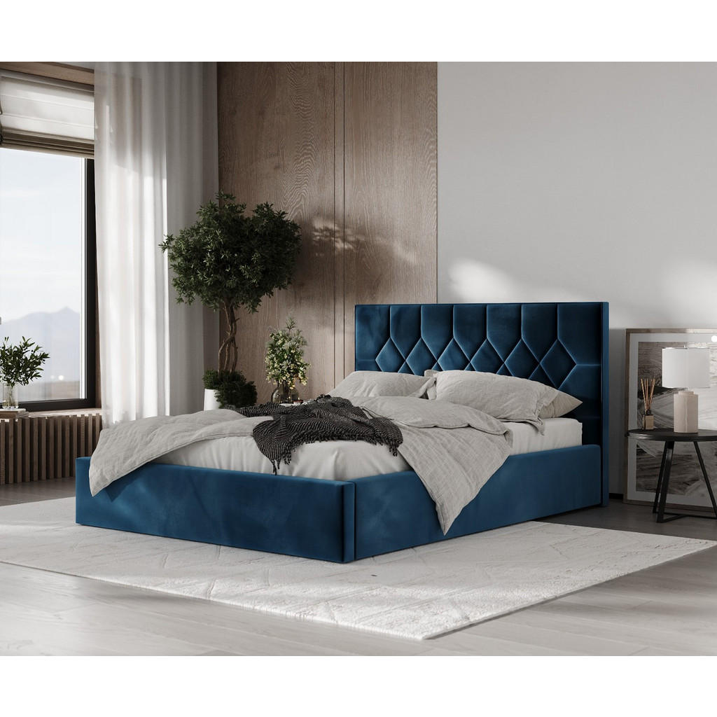 Thumbnail - AltaBeds Polsterbett, Dunkelblau, Textil, Buche, Kiefer, 160x200 cm, Oeko-Tex® Standard 100, Handmade in Europe, Schlafz...