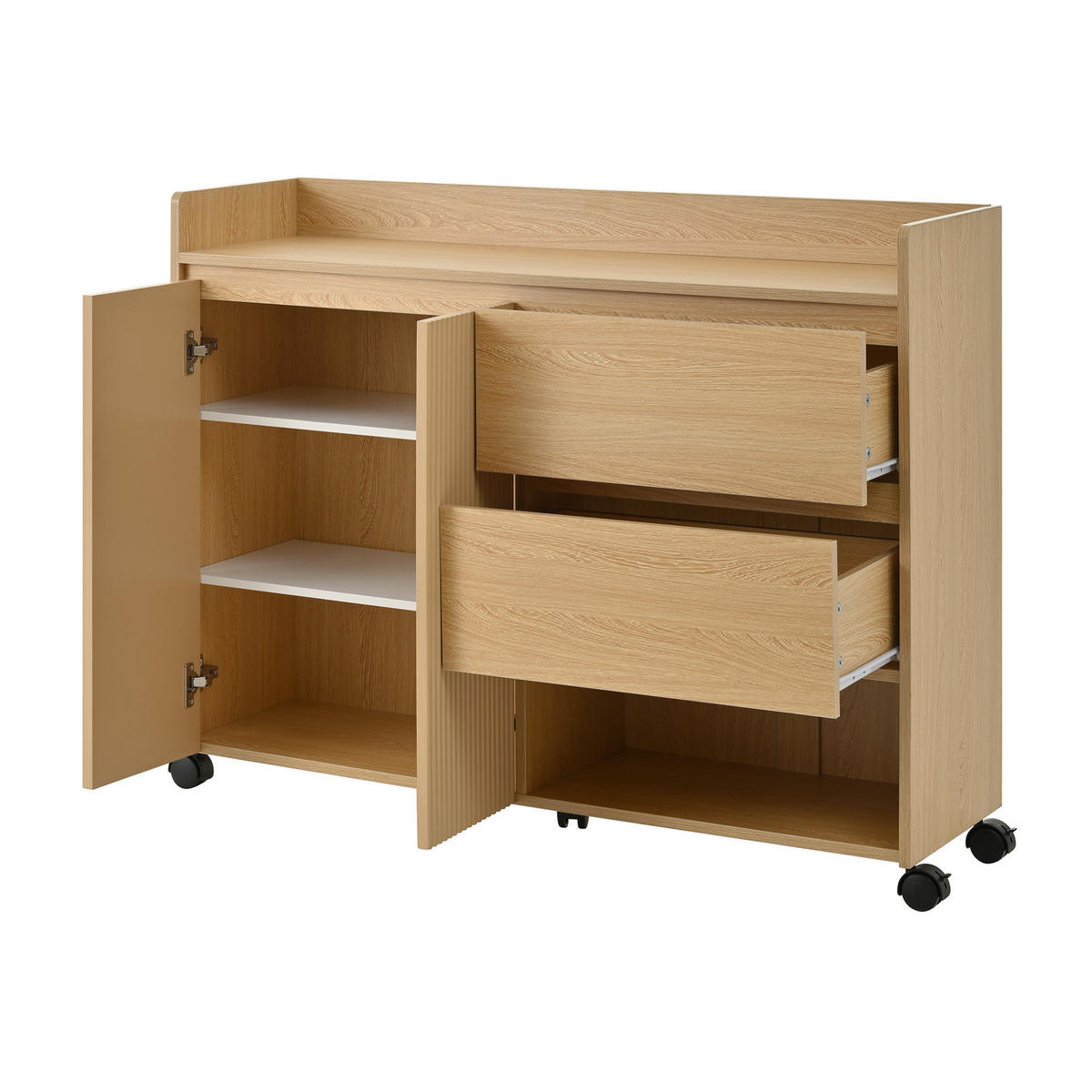 SCHUHSCHRANK 110/35/86 cm in Natur mit Schubladen, Rollen und verstellbaren Fächern - Naturfarben, Holzwerkstoff (110/86/35cm) - BEAOK