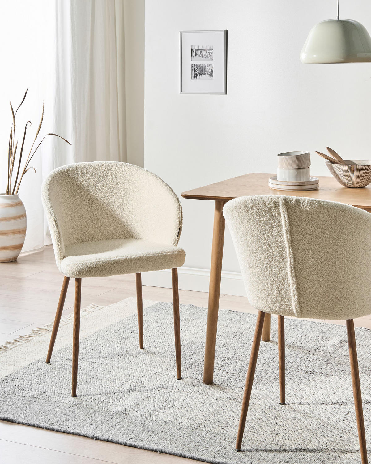 BLAGOVAONSKA STOLICA set od 2 kremasto bijeli Mason - bijela/smeđa, tekstil (57/82/45cm) - Beliani