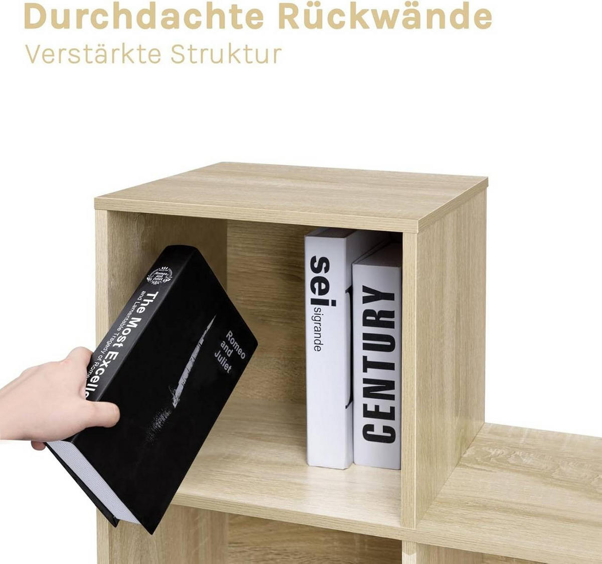 REGALE Bücherregal mit 10 Fächern, Würfelregal, Helle Eiche - Eichefarben, Holzwerkstoff (120/120/30cm) - Woltu