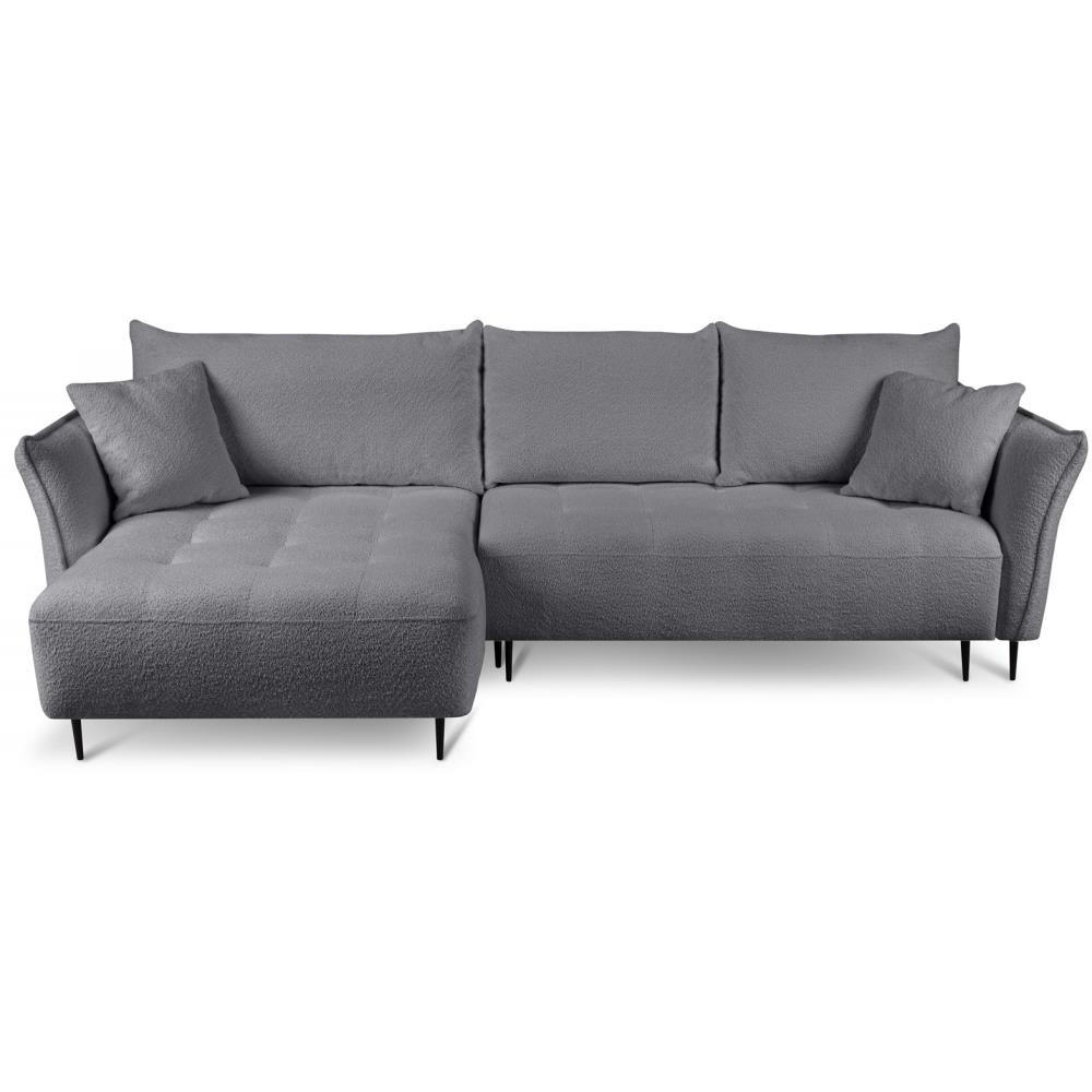 ECKSCHLAFSOFA Bari links dunkelgrau - Dunkelgrau/Schwarz, Textil (276/158cm) - Beautysofa