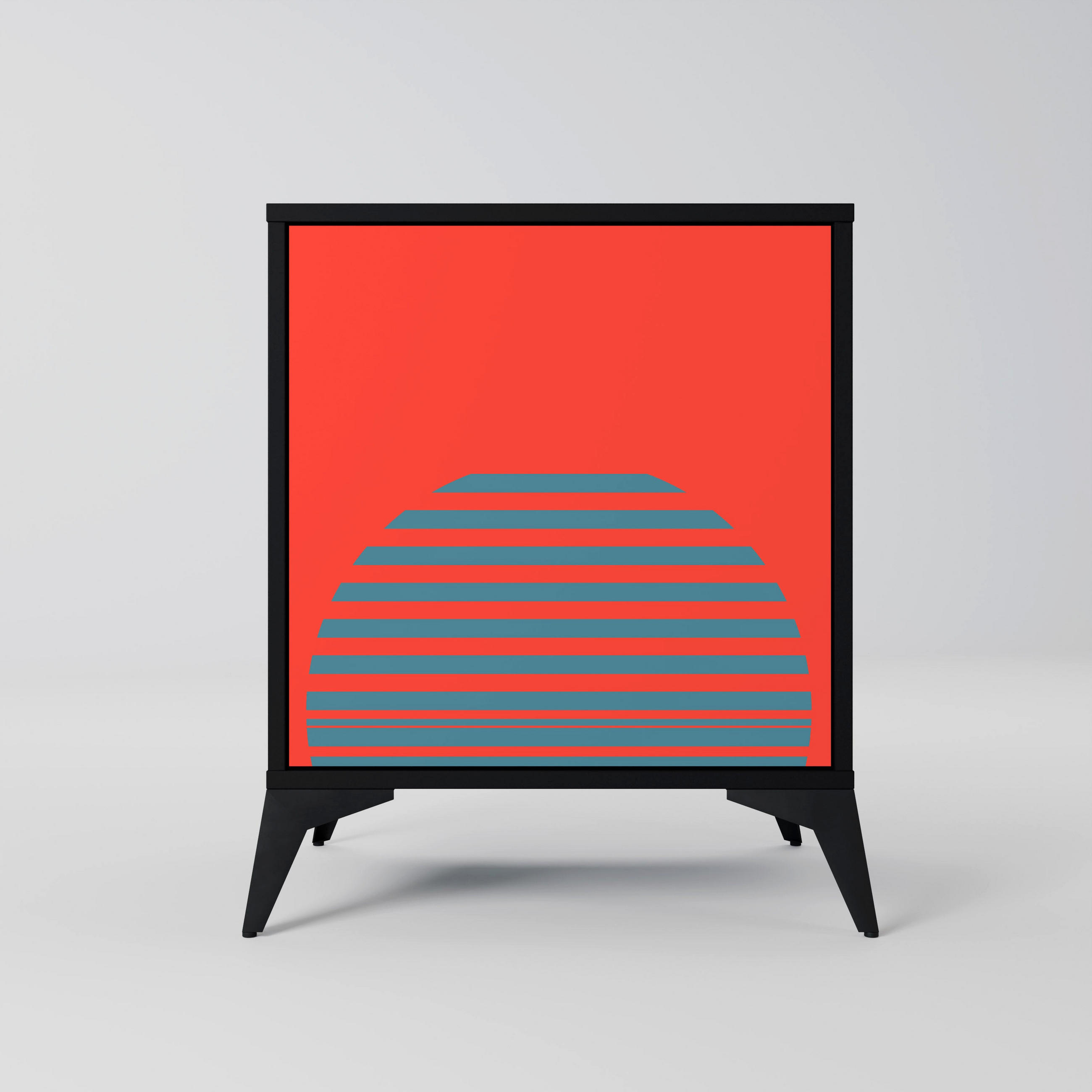 SIDEBOARD RISING GEOMETRY STARS, Schwarz, 57,5x42x70,5 cm, Schwarze Metall-Sternfüße - Multicolor/Schwarz, Holzwerkstoff/Metall (57.5/70.5/42cm) - SpaceRebels