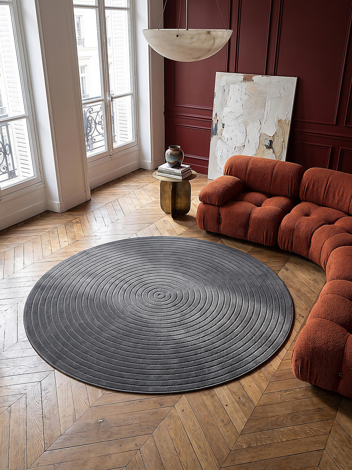 TEPPICH Outdoor Abstrakt MEZEN Polypropylen Anthrazit 120 x 120 cm - Anthrazit, Textil (120/120cm) - KADIMA DESIGN