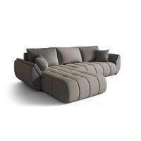 ECKSOFA TOKYO PREMIUM mit Schlaffunktion, Stoff WIND, Braungrau, Links - Grau, Holz (280/190cm) - Kaiser Möbel