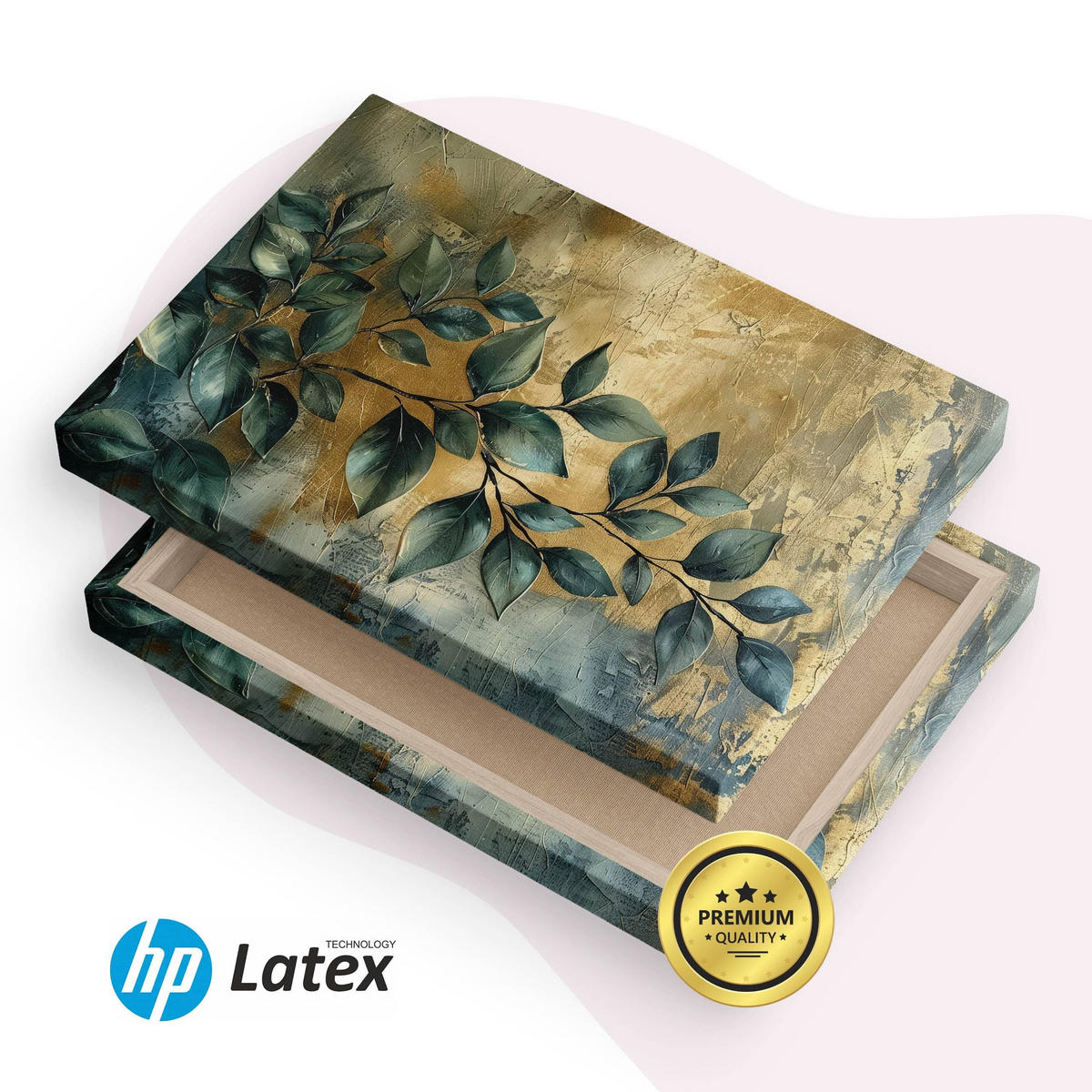 LEINWANDBILD Blätter Pflanzen Malarei Abstraktion 30x20 cm - Beige/Grau, Textil (30/20cm) - Muralo