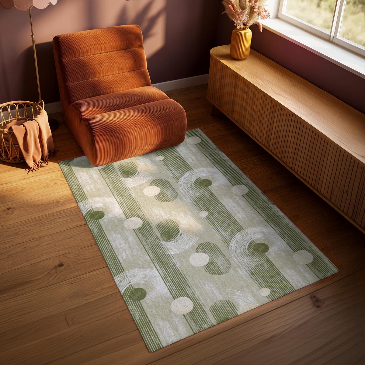 KOBERCE - Umelecké - Moderné - Zelené - 90x150 cm - olivovozelená, textil/plast (90/0.4cm) - OnlyWow