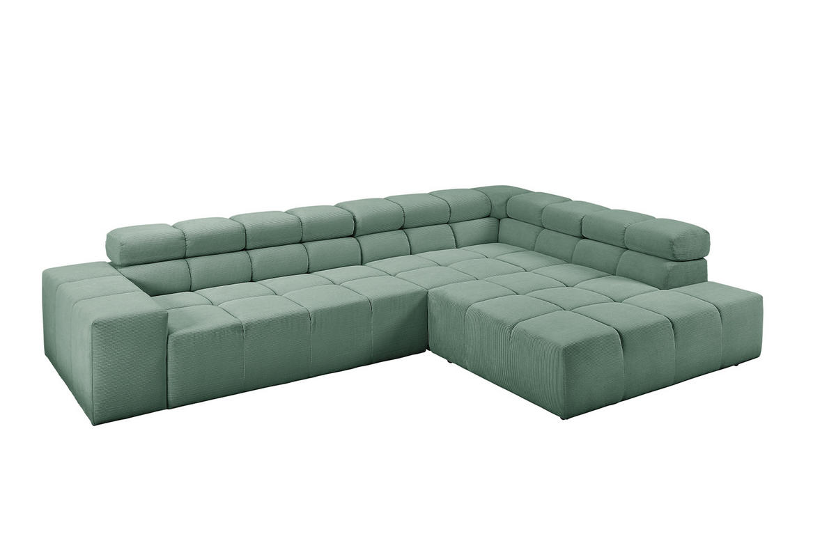 ECKSOFA NEVADA Grün Cord - Schwarz/Grün, Kunststoff/Textil (319/215cm) - KAWOLA