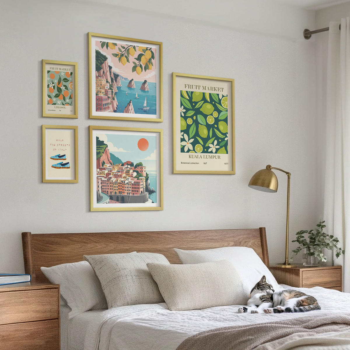 BILDER SET 5er Set - 50x50 cm & 20x30 cm & 40x60 cm Goldrahmen - Stadtansichten Paris London Frankreich - Goldfarben, Kunststoff (40/60cm) - TULUP