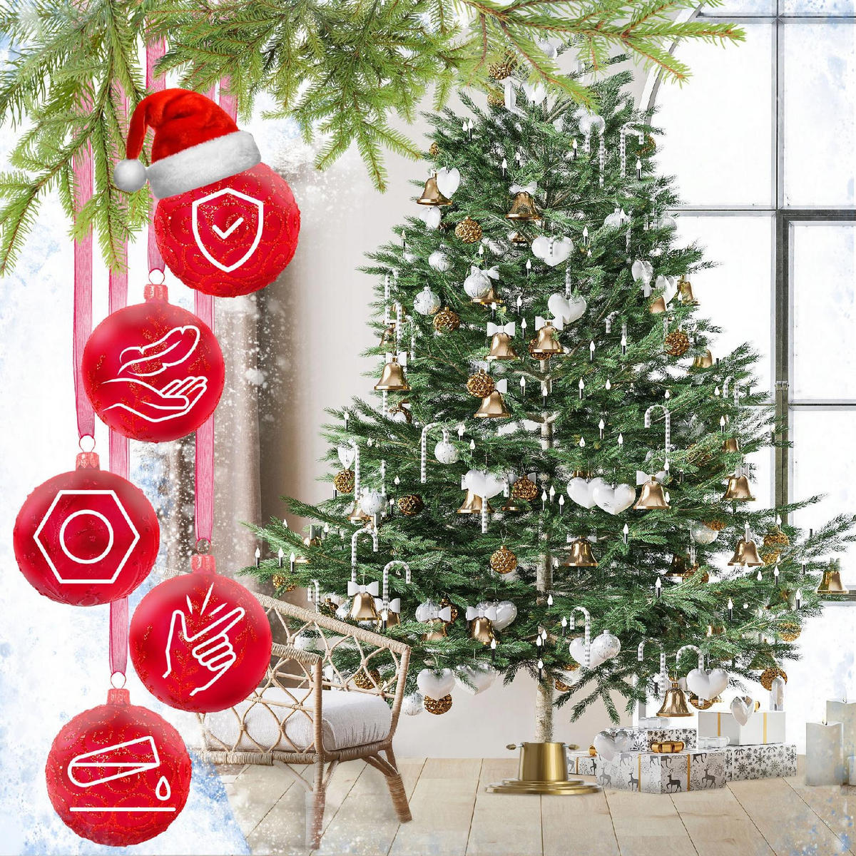 KADAX Weihnachtsbaumständer Christbaumständer 2m Gold - Grün, Kunststoff (15.5cm) - KADAX