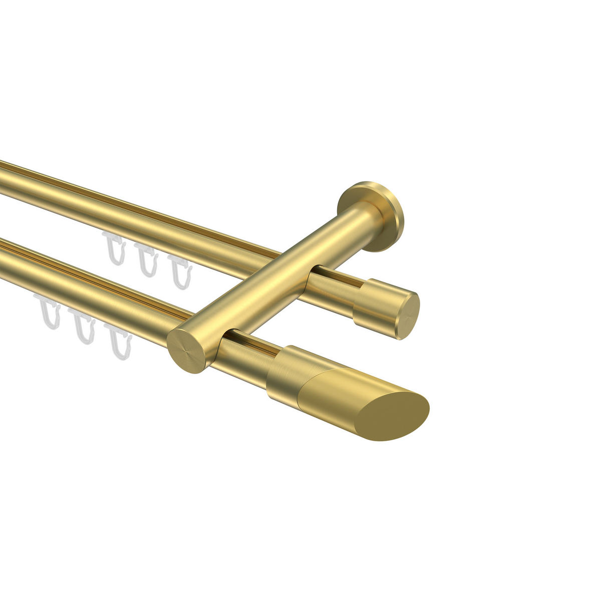 INNENLAUF-GARDINENSTANGEN-SET Platon Verano 320 cm (geteilt in 2 x 160 cm), 2-läufig, 20 mm Ø Messing-Optik - Messingfarben/Goldfarben, Metall (320cm) - INTERDECO