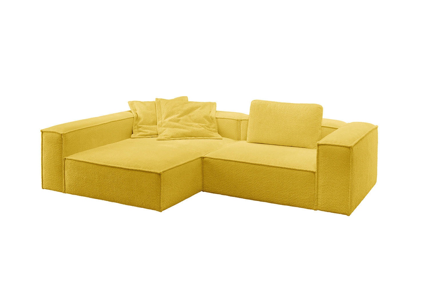 ECKSOFA CARMO Gelb Flachgewebe - Gelb/Schwarz, Kunststoff/Textil (306/191cm) - KAWOLA