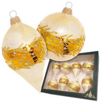 CHRISTBAUMKUGELN Champagner-Traum Goldfarbig 7cm (Glas / 8 Stk.) - Goldfarben, Glas (7/7/7cm) - Krebs Glas Lauscha