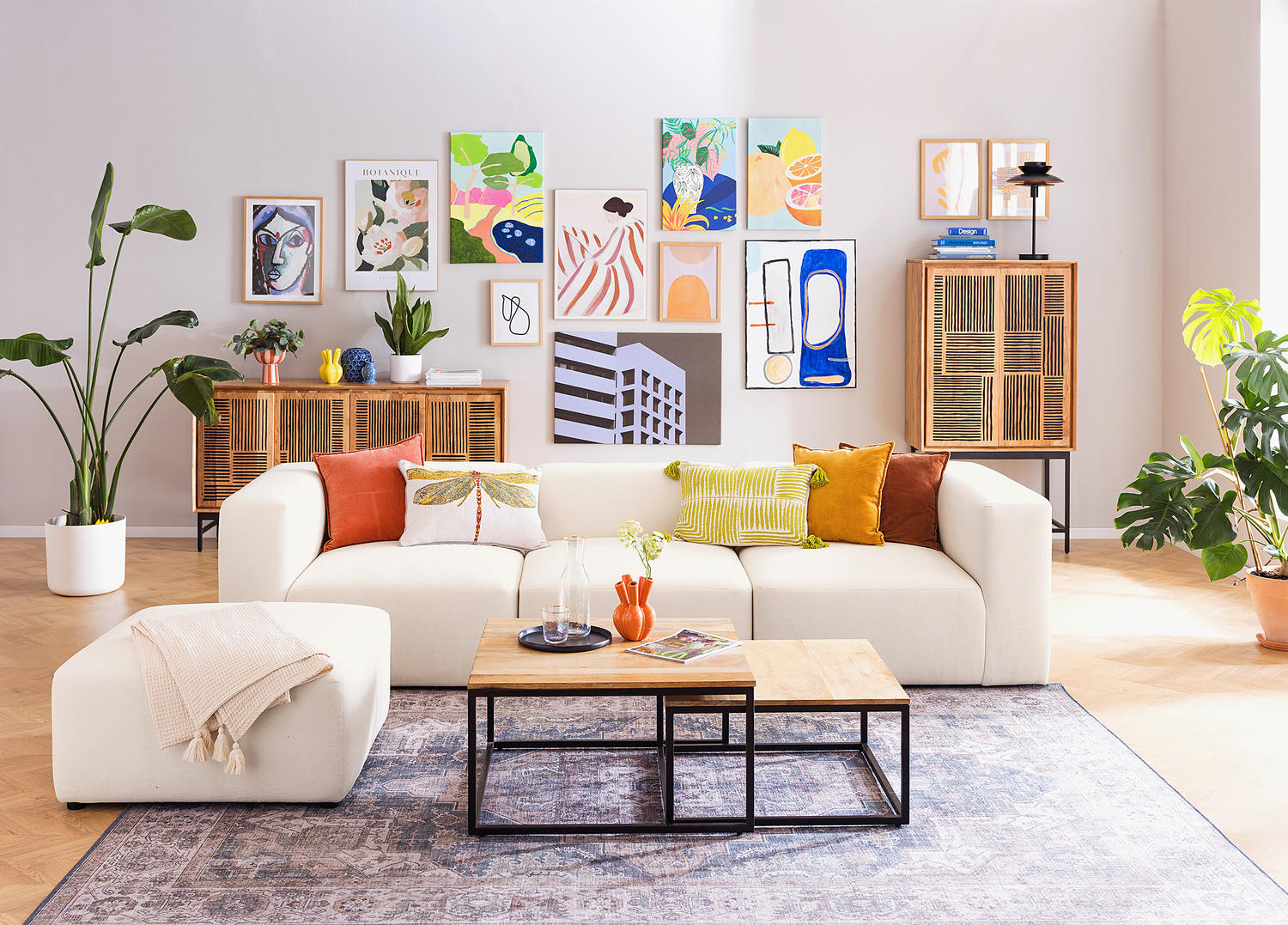 COUCHTISCH-SET - Mango / Schwarz, 2-teilig - Schwarz/Naturfarben, Holz (75/75/40cm) - home24