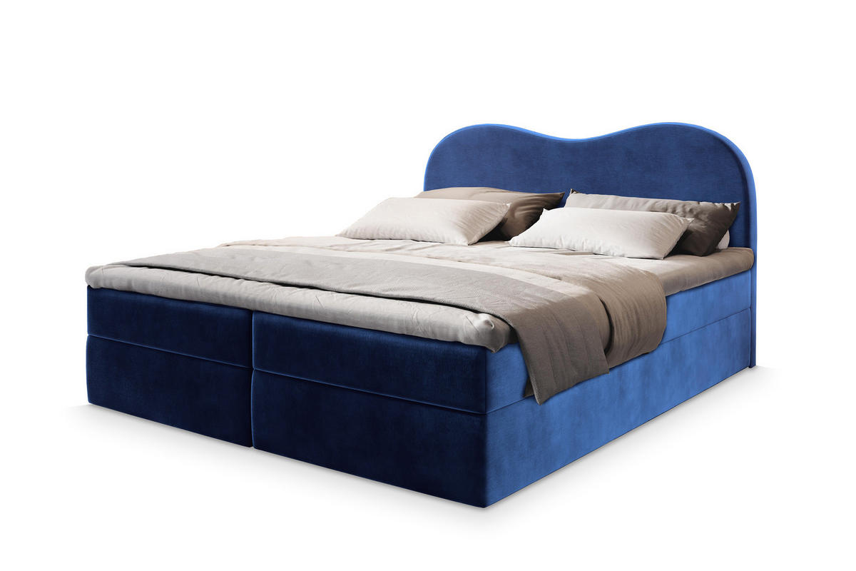 POSTEL BOXSPRING FLUVIA 180x200 cm, s matrací a úložným prostorem, modrá - modrá, kompozitní dřevo/textil (180/200cm) - MASSENO