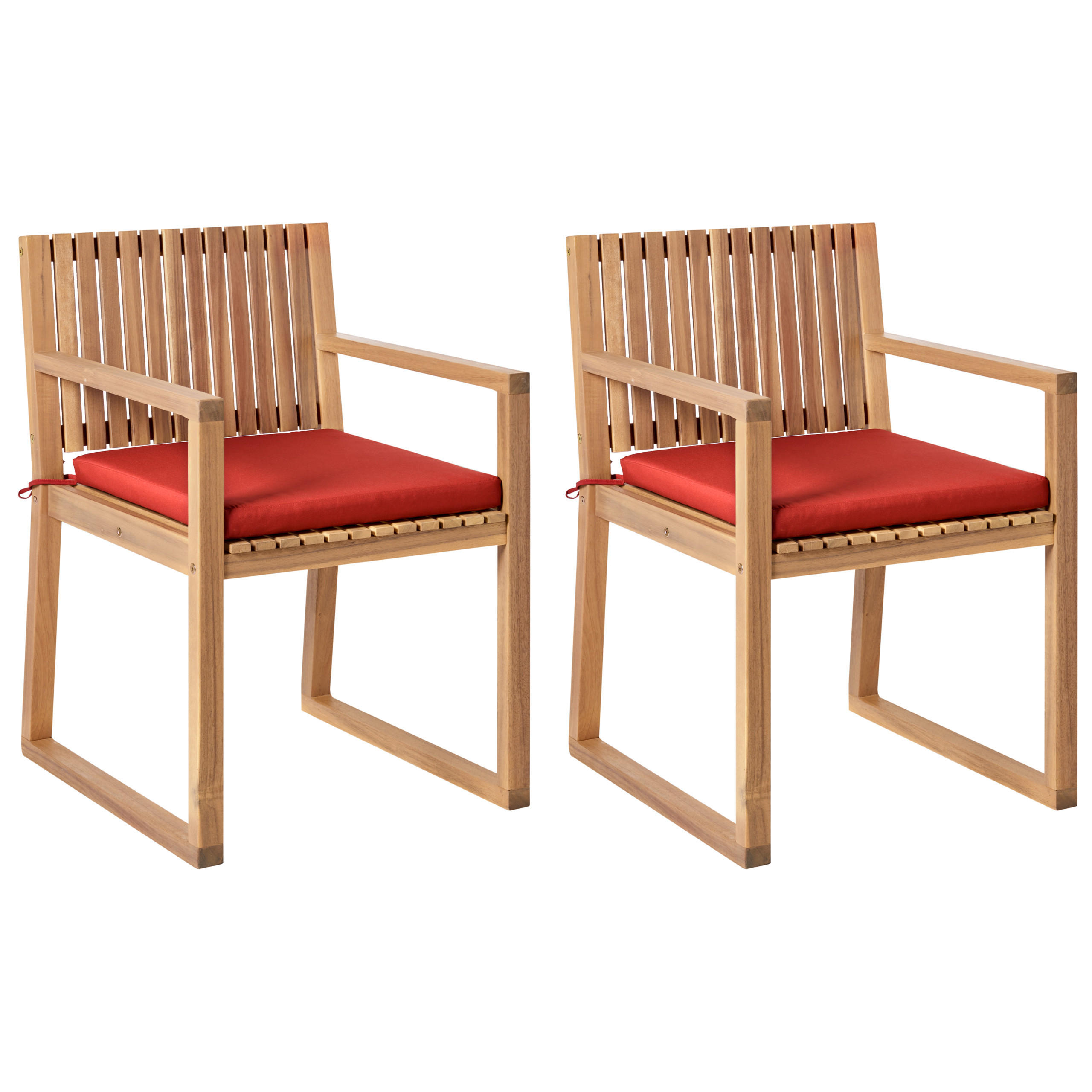 Beliani ZAHRADNÍ ŽIDLE sada 2 ks Světle hnědá/Red Sassari Premium